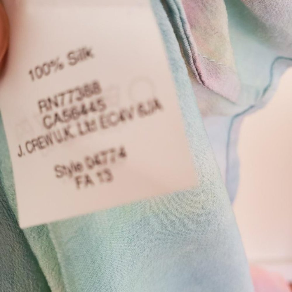 NEW JCrew silk painted tie dyed shirt pink blue purple yellow orange green 4 6 - Picture 7 of 9
